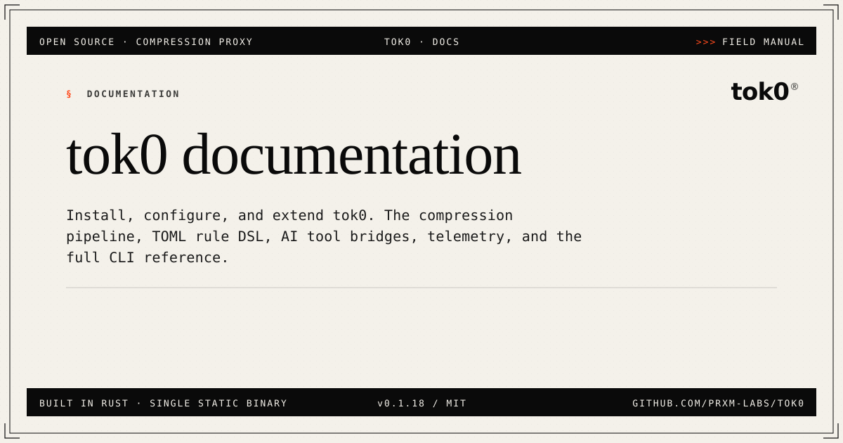 Documentation — tok0 docs