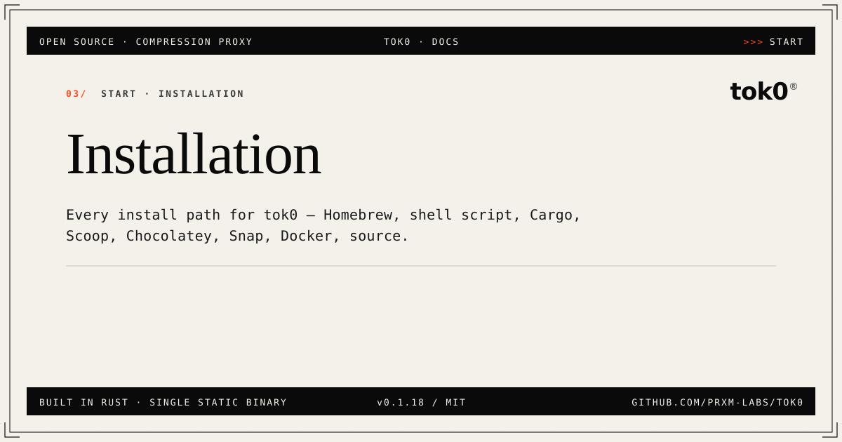 Installation — tok0 docs